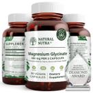 Suplemento natural de glicinato de magnésio Nutra 400mg 90 cápsulas