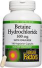 Suplemento Natural Factors Betaína HCL 500mg 180 cápsulas