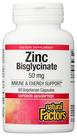 Suplemento Natural Factors Bisglicinato de zinco 50 mg 60 cápsulas