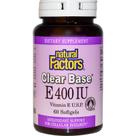 Suplemento Natural Factors Clear Base Vitamina E 400IU 60 cápsulas gelatinosas