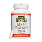Suplemento Natural Factors MSM promove articulações saudáveis 90 cápsulas