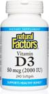 Suplemento Natural Factors Vitamina D3 2000 UI 240 Cápsulas Gelatinosas Suplemento Natural Factors Vitamina D3 2000 UI 240 Cápsulas Gelatinosas
