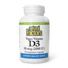 Suplemento Natural Factors Vitamina D3 vegana 2000 UI 90 cápsulas