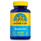 Suplemento Nature's Life Betaine HCL com 100 cápsulas de pepsina