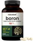 Suplemento NatureBell Boron 10 mg 300 cápsulas gelatinosas com óleo MCT