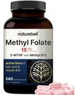 Suplemento NatureBell Metilfolato 15 mg com metil B12 1.000 mcg
