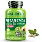 Suplemento NATURELO Vegan K2+D3 para sistema imunológico 60 cápsulas
