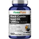Suplemento Nusa Pure de Óleo de Semente Negra - 1000mg - 180 Cápsulas