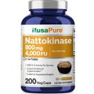 Suplemento Nusa Pure Nattokinase 800mg - 200 Cápsulas Vegetais