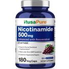 Suplemento NusaPure Nicotinamida com Resveratrol 500 mg 180 cápsulas
