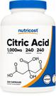 Suplemento Nutricost Ácido Cítrico 1000mg (1g) 240 cápsulas