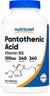 Suplemento Nutricost Ácido Pantotênico (Vitamina B5) 500 mg 240 cápsulas