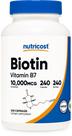 Suplemento Nutricost Biotina 10.000 mcg (Vitamina B7) - 240 Cápsulas