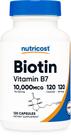 Suplemento Nutricost Biotina (Vitamina B7) 10 mg 120 cápsulas
