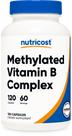 Suplemento Nutricost, complexo metilado de vitamina B, 120 cápsulas
