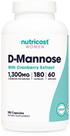 Suplemento Nutricost D-Mannose com cranberry 1300 mg 180 cápsulas