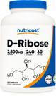 Suplemento Nutricost D-Ribose 700 mg (2800 mg/porção), 240 cápsulas