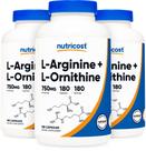Suplemento Nutricost L-Arginina L-Ornitina 750 mg 180 cápsulas
