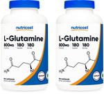 Suplemento Nutricost L-Glutamina 800 mg 180 cápsulas x2