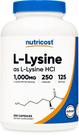 Suplemento Nutricost L-Lisina 1000 mg 250 cápsulas sem glúten