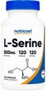 Suplemento Nutricost L-Serine 500mg 120 cápsulas vegetariano
