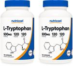 Suplemento Nutricost L-triptofano 500 mg 120 cápsulas x2