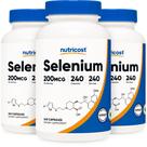 Suplemento Nutricost Selenium 200mcg 240 cápsulas vegetais x3