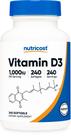 Suplemento Nutricost Vitamin D3 1000IU Softgels 240 Cápsulas Gelatinosas