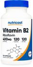 Suplemento Nutricost Vitamina B2 (Riboflavina) 400mg - 120 Cápsulas