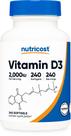 Suplemento Nutricost Vitamina D3 2000IU Cápsulas Cápsulas de 240 Cápsulas Gelatinosas