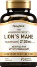 Suplemento Piping Rock, Lions Mane Cogumelo 2.100 mg 90 Cápsulas Vegetarianas Extrato Concentrado