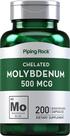 Suplemento Piping Rock Molybdenum 500mcg 200 cápsulas