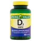 Suplemento Spring Valley de Vitamina D-3 1000 UI 450 Cápsulas Gelatinosas