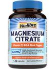 Suplemento Vitalibre Complexo de Citrato de Magnésio 420mg 120 cápsulas