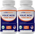 Suplemento Vitamático de Ácido Fólico 1000mcg (1mg) 240 comprimidos