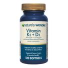 Suplemento Vitaminas K2 + D3 Nature's Wonder 120 Softgels