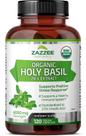 Suplemento Zazzee USDA Organic Holy Basil 20:1 Extrato 6000mg