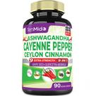 Suplementos de pimenta caiena Tenmido com Ashwagandha 90 cápsulas