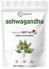 Suplementos: microingredientes: Ashwagandha 6.000 mg, 300 cápsulas gelatinosas