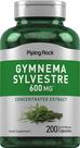 Suplementos Piping Rock Gymnema Sylvestre 600 mg 200 cápsulas