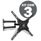 Suporte Articulado de Parede para TV 14 a 55 Polegadas com 3 Unidades Compatível com Smart TV Kit