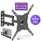 Suporte Articulado Parede para TV LED LCD 14" a 55" com Inclinação e Rotação + Kit Instalação