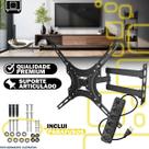 Suporte Articulado TV 23 63 Polegadas Retrátil Triarticulado Ajustável + Filtro De Linha 5 Tomadas