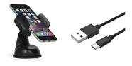 Suporte Celular Veicular Carro Gruda Painel Vidro + Cabo V8