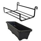 Suporte com Jardineira Plástica Preta para Pallet Treliça 29cm Ideal para Plantas e Decoração