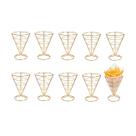 Suporte Cone Fritas Cestinha Inox Dourado Servir Petisco 10un