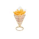 Suporte Cone Fritas Cestinha Inox Dourado Servir Petisco Bar
