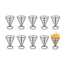 Suporte Cone Fritas Cestinha Inox Preto Servir Petisco 10un