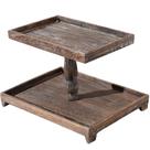 Suporte de bandeja em camadas para fazenda Yalikop Wooden Rustic de 2 camadas