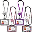 Suporte de cartão de identificação Lanyard Bling, carretel de crachá retrátil de cristal